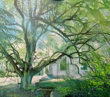 Wiosna w Grąbkowie, olej na płótnie, 2025