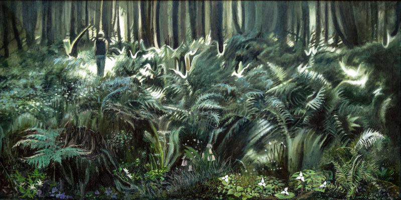 Las (Kwiat paproci), olej na płótnie 60x120cm 