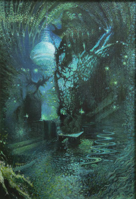 Wieżoryb w eterze, olej na płótnie, 2024