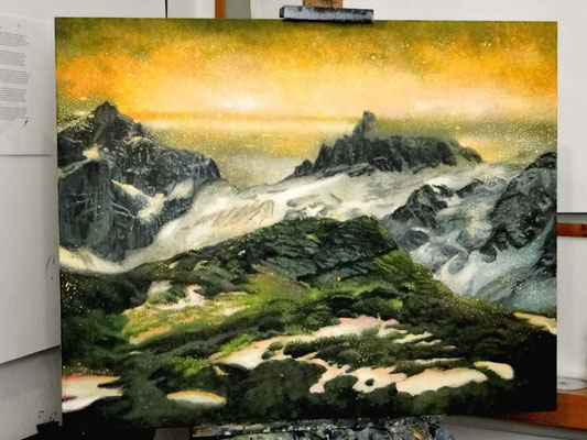 Znajdż swój sen. Góry. Find Your Dream - Mountains. Oil on canvas 80x 100 cm. 