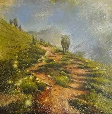  Znajdź swój sen. Krowa. Find Your Dream - Cow. Oil on board 50x50cm. 