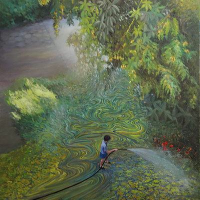 Podleje się i będzie rosło, olej na płótnie 100x100cm. 