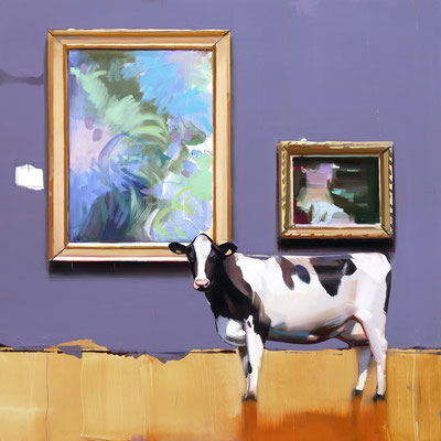 ALPAY EFE  I  Fine Art Connoisseur (Cow Monet)  I  Öl auf Holz  I  40 x 40 cm