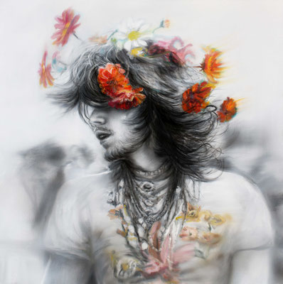 MARTIN HERLER  I  Flower David  I  Öl auf Leinwand  I  80 x 80 cm