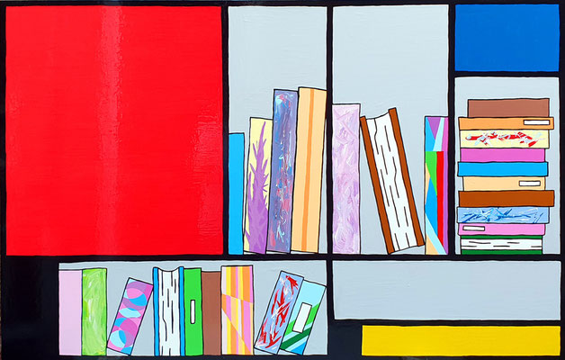 DEREK CURTIS  I  Bookcase Composition No 4 I  Lack auf Aluminium  I  80 x 120 cm