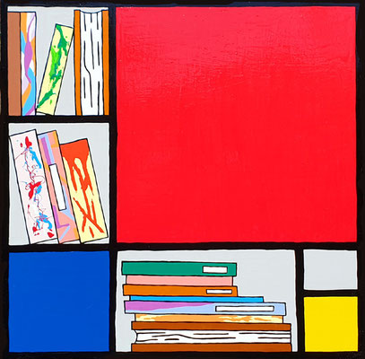 DEREK CURTIS  I  Bookcase Composition no 2  I  Lack auf Aluminium  I  70 x 70 cm