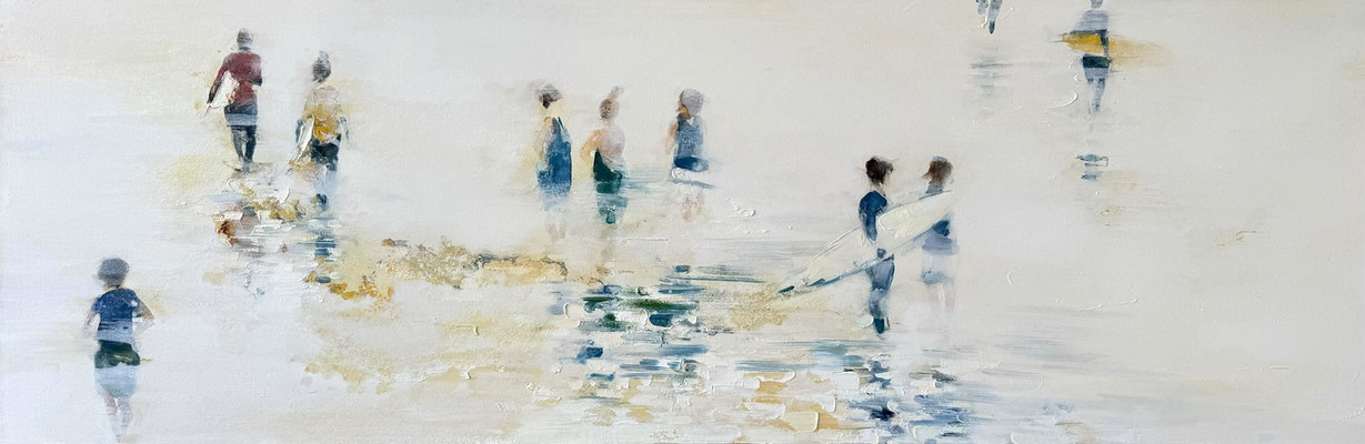 RENATA TUMAROVA  I  Waiting for the right wave  I  Öl auf Leinwand  I  60 x 180 cm  