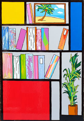 DEREK CURTIS  I  Bookcase Composition No 3 I  Lack auf Aluminium  I  120 x 80 cm