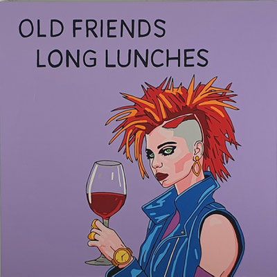 DEREK CURTIS   I  Old Friends Long Lunches - Berlin  I  Lack auf Aluminium  I  70 x 70 cm