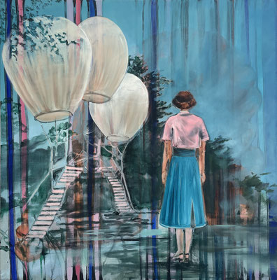 ISABEL FRIEDRICH  I  Yo no soy marinero soy capitan  I  Tusche und Öl auf Leinwand  I  80 x 80 cm