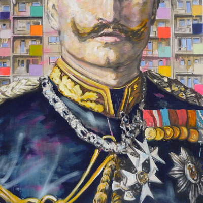 ANDREAS FLÜGEL  I  Orden und BalkoneI  Acryl und Lack auf Leinwand  I  130 x 130 cm  