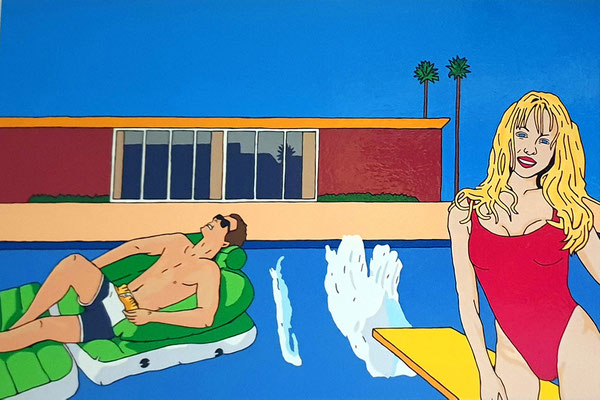 DEREK CURTIS   I  Poolside  I  Lack auf Aluminium  I  80 x 120 cm