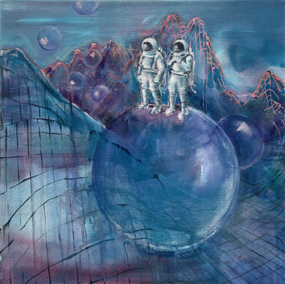 ISABEL FRIEDRICH  I Where is Hubble  I  Tusche und Öl auf Leinwand  I  50 x 50 cm