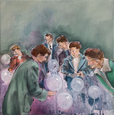 ISABEL FRIEDRICH  I  Von der Operationalisierung der Träume  I  Tusche und Öl auf Leinwand  I  35 x 35 cm