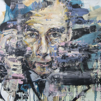 ANDREAS FLÜGEL  I  Erich Kästner I  Acryl und Lack auf Leinwand  I  100 x 100 cm 