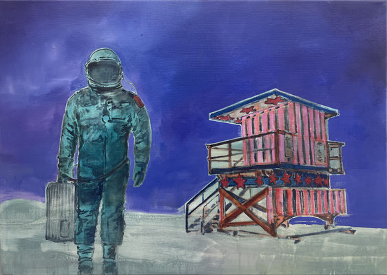 ISABEL FRIEDRICH  I  Er hat von Süden gesprochen  I  Tusche und Öl auf Leinwand  I  50 x 70 cm