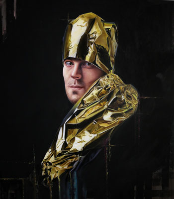 DAVID UESSEM I gold cone I Öl und Acryl auf Leinwand I 160 x 140 cm