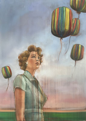 ISABEL FRIEDRICH  I  The signals grow on radios  I  Tusche und Öl auf Leinwand  I  70 x 50 cm