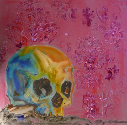 MATTHIAS KÖSTER  I  Skull rot  I  Öl auf Aluminium  I  100 x 100 cm