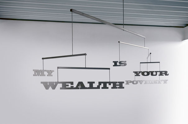 LUCIA DELLEFANT  I  My wealth is your poverty  I  Edelstahl, Kugellager  I  105 x 340 x 0,6 