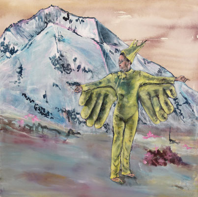 ISABEL FRIEDRICH  I  Kein Blick nach links I  Tusche und Öl auf Leinwand  I  70 x 70 cm