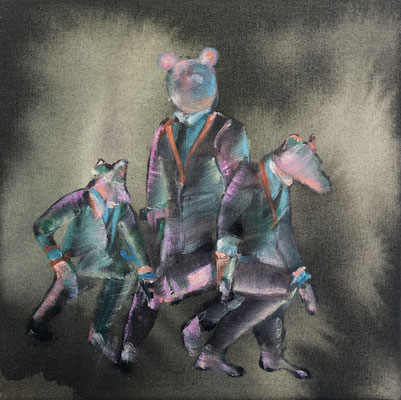 ISABEL FRIEDRICH  I  hvit  I  Tusche und Öl auf Leinwand  I  25 x 25 cm