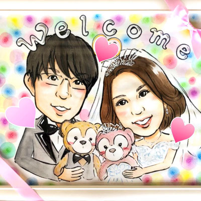 お客様実例。似顔絵ウェルカムボード