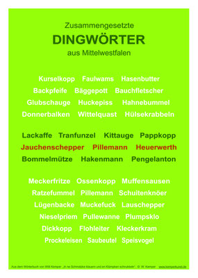 Zusammengesetzte Dingwörter aus Mittelwestfalen, Poster A3