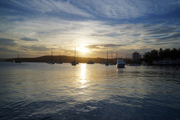 Sonnenuntergang an der Manly Wharf