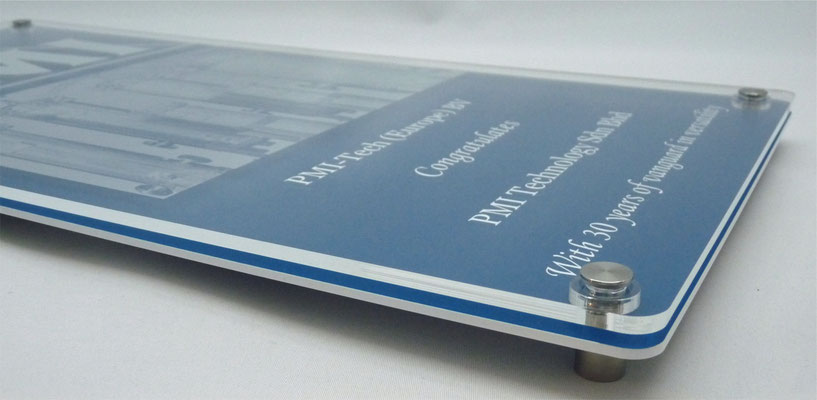 Voor montage aan de wand, plexiglas, kunststof met RVS afstandhouders.