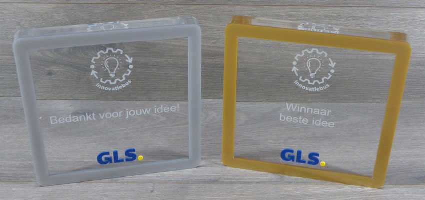 Award voor Beste idee. Gemaakt van 30mm dik plexiglas.