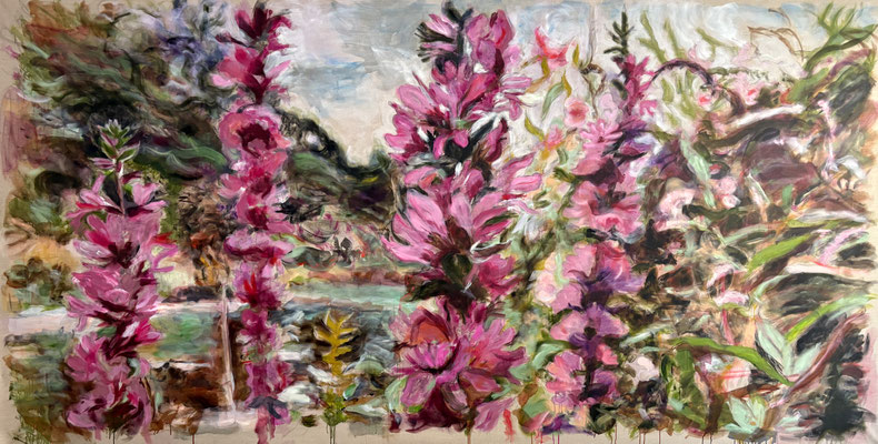 Let the dragons out, 2026,195 x 385 cm, Oil on Linen