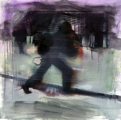 Black Jump 1, 90 x 90 cm, oil, pigmentprint paper on forex, 2016
