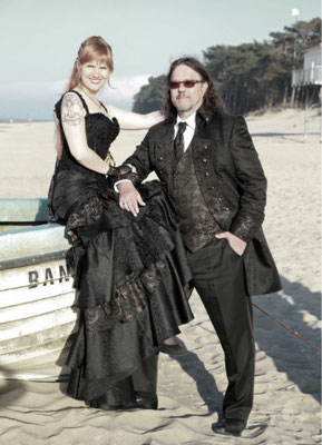 gothic brautkleid schwarz kupfer, steampunk