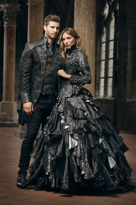 außergewöhnliche hochzeitsmode, schwarzes brautkleid