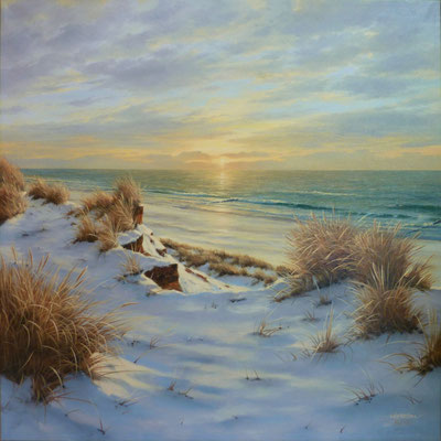 Rotes Kliff im Winter, 90x90 cm