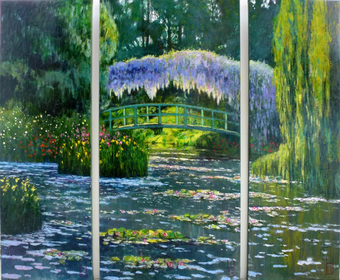 Monets japanische Brücke, 40/60/40 x 120 cm