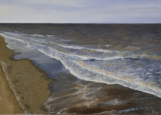 Angespült / Acryl, Sand / 50x70 cm / 2001 / Eingerahmt /----CHF 1'800----