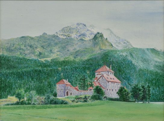 Schloss in Silvaplana, Engadin / Acryl / 30x40 cm /----CHF 900---