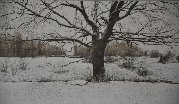 (Lebens)baum im Winter / Öl / 35x62 cm / 2023 / 