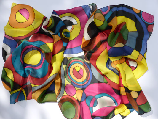 s0004 Seidenschal<br>Georgette Satin | 140 x 50 cm | Unikat | 2013 | <br>CH handrolliert
