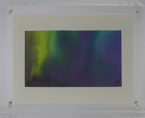 b0120 Licht am Horizont 2<br>Seide Pongé | Rahmen Acryl-Stellrahmen | 15 x 10 cm | Unikat | 2015