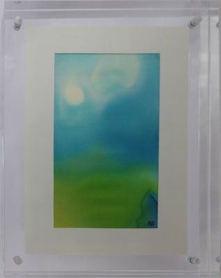 b0119 Landschaft 2<br>Seide Pongé | Rahmen Acryl-Stellrahmen | 13 x 18 cm | Unikat | 2014
