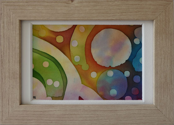 b0186 Abstrakt 8<br>Seide Crêpe Satin | Rahmen Holz 15 x 10 cm | Unikat | 2023