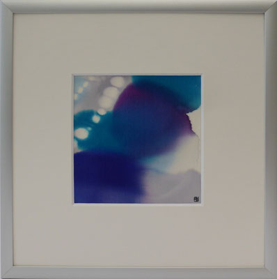 b0004 Lichterkette 1<br>Seide Crêpe de Chine | Rahmen Aluminium silber |<br>20 x 20 cm | Unikat | 2015