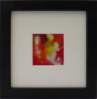 b0047 Lichterkette 8<br>Seide Crêpe de Chine | Rahmen Holz schwarz |<br>15 x 15 cm | Unikat | 2015