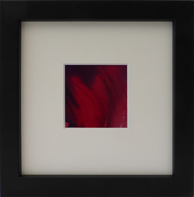 b0069 Feuersturm<br>Seide Crêpe Satin | Rahmen Holz schwarz | 15 x 15 cm | Unikat | 2014