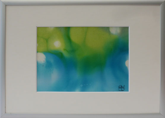 b0016 Lichterspiel 4<br>Seide Pongé | Rahmen Aluminium silber | 29.7 x 21 cm | Unikat | 2014