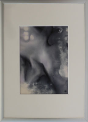 b0036 Brodeln<br>Seide Pongé | Rahmen Aluminium silber | 21 x 29.7 cm | Unikat | 2015