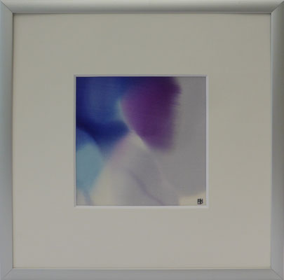 b0011 Farbenspiel 1<br>Seide Crêpe de Chine | Rahmen Aluminium silber |<br>20 x 20 cm | Unikat | 2015